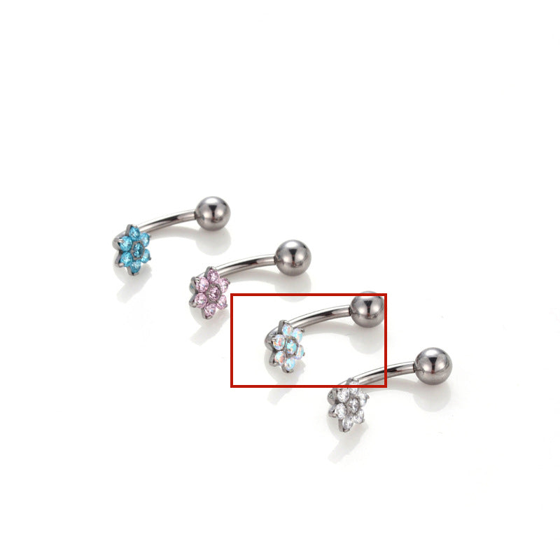 Piercing ombelico fiore zircone