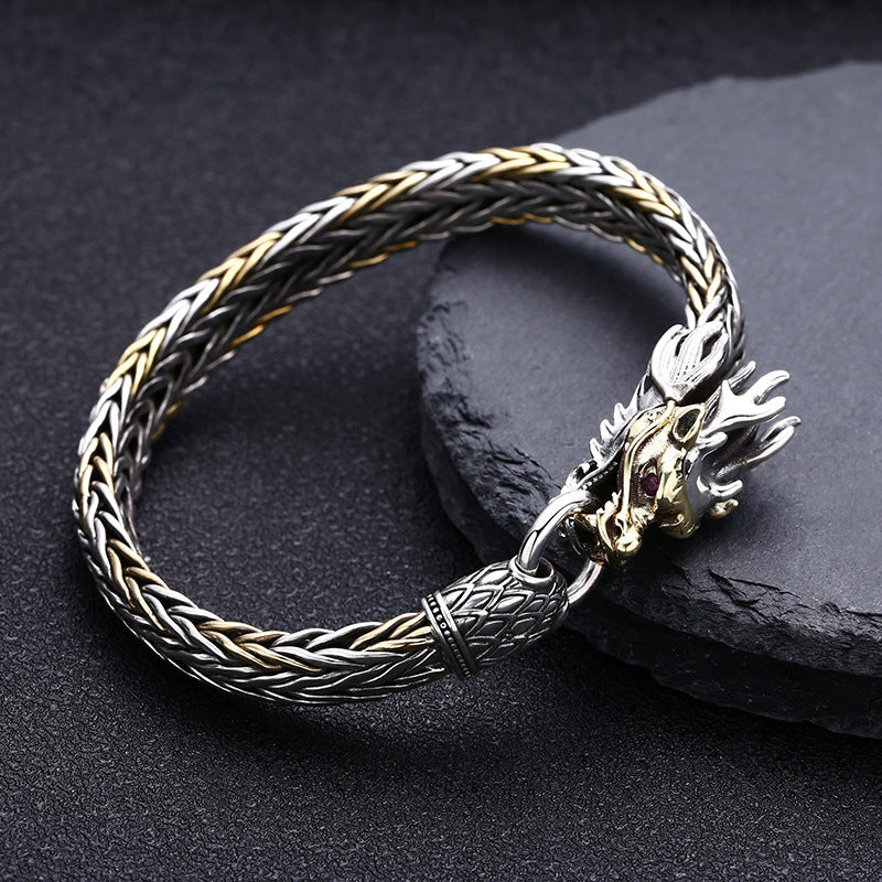 Braccialetto argento intrecciato spesso