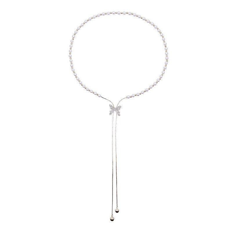 Collana farfalla perla lunga