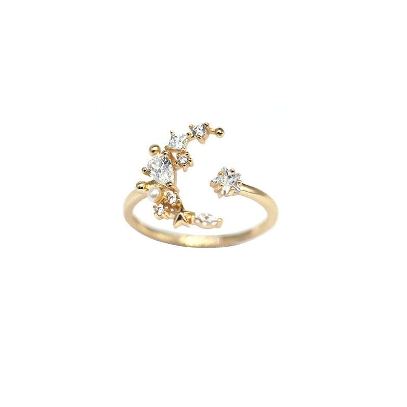 Anello stella e luna argento