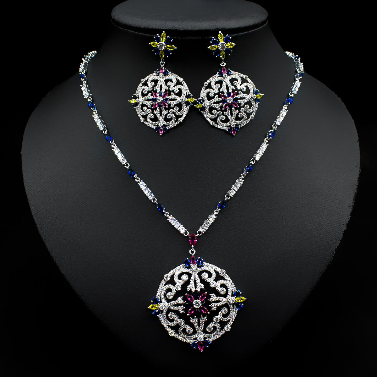 Parure collana e orecchini zircone