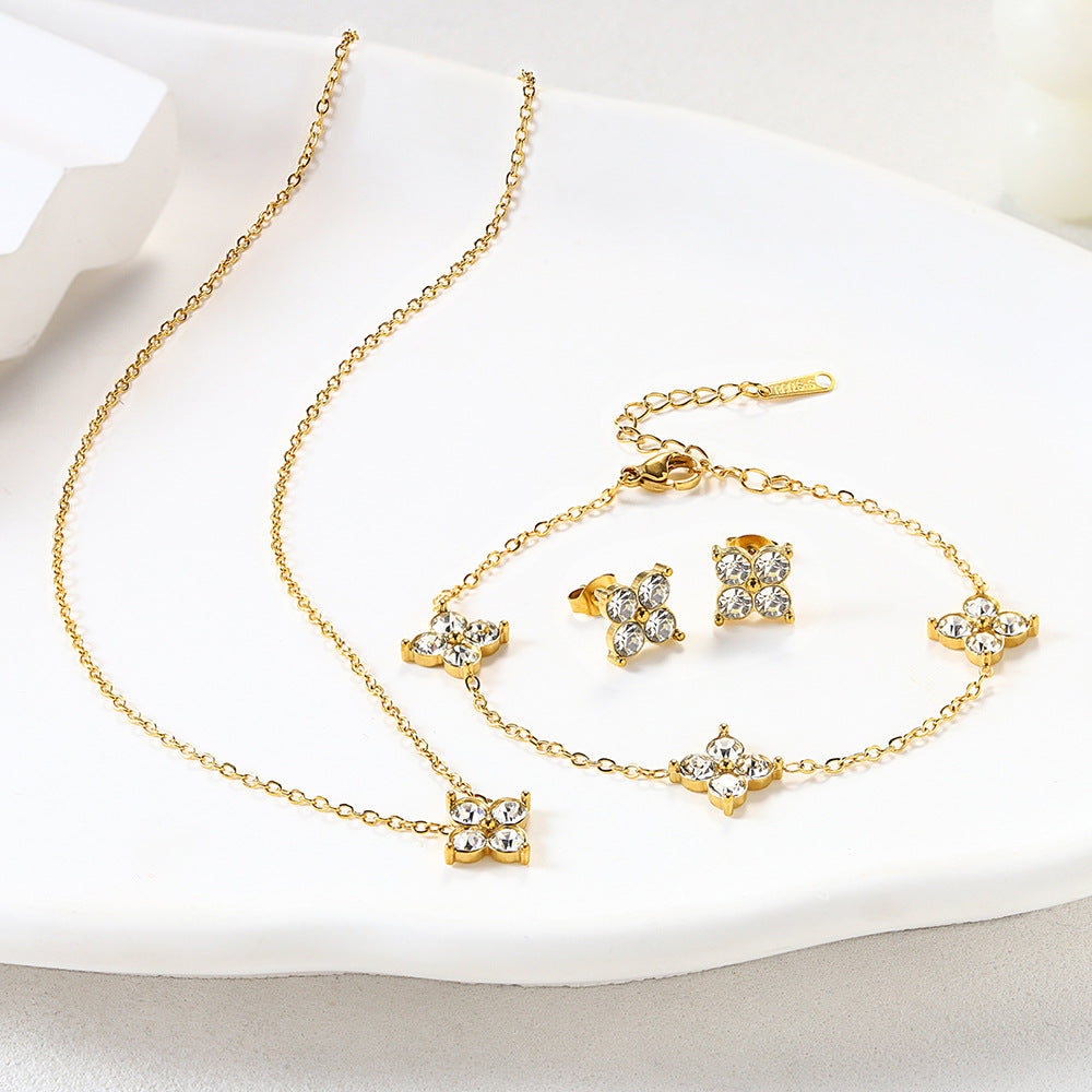 Set collana, braccialetto, orecchini gipsofila