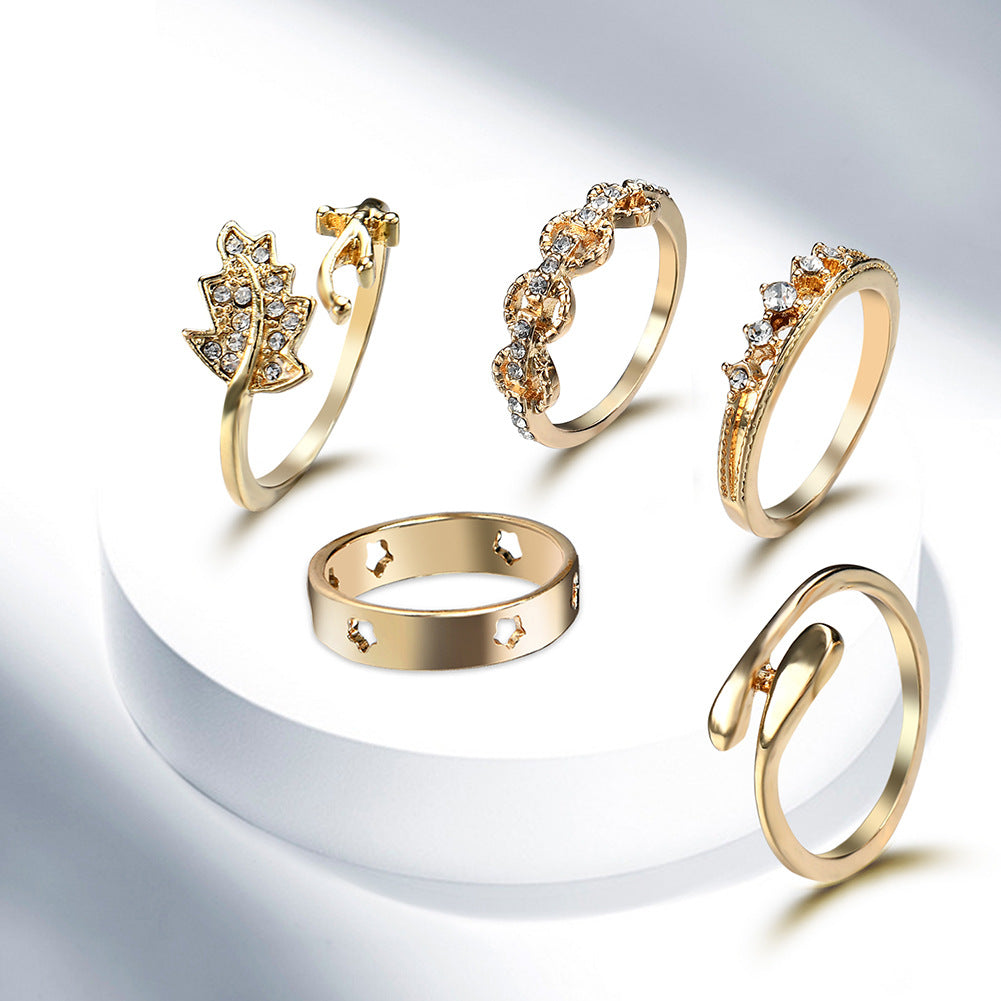 Anello foglie diamantate