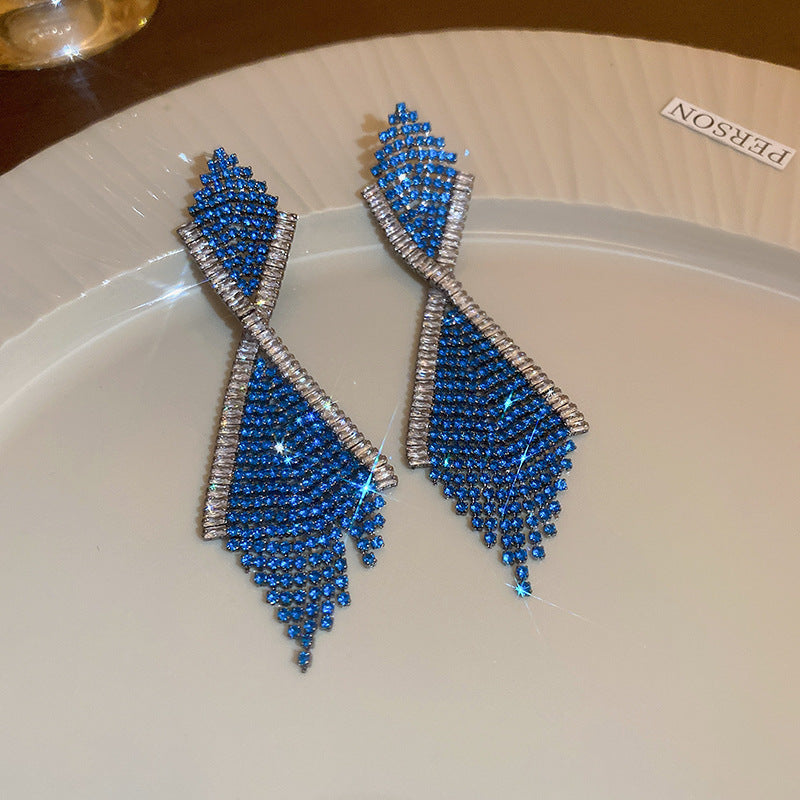 Orecchini nappa geometrici strass