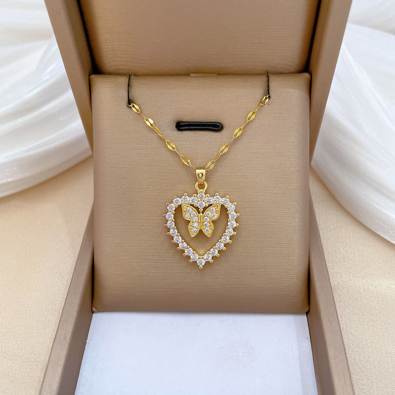 Collana farfalla luna zircone
