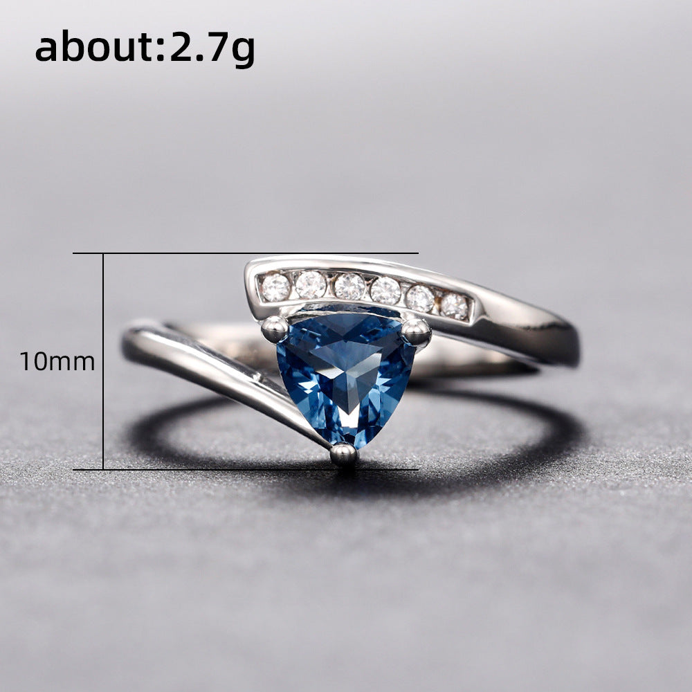 Anello zircone blu nero