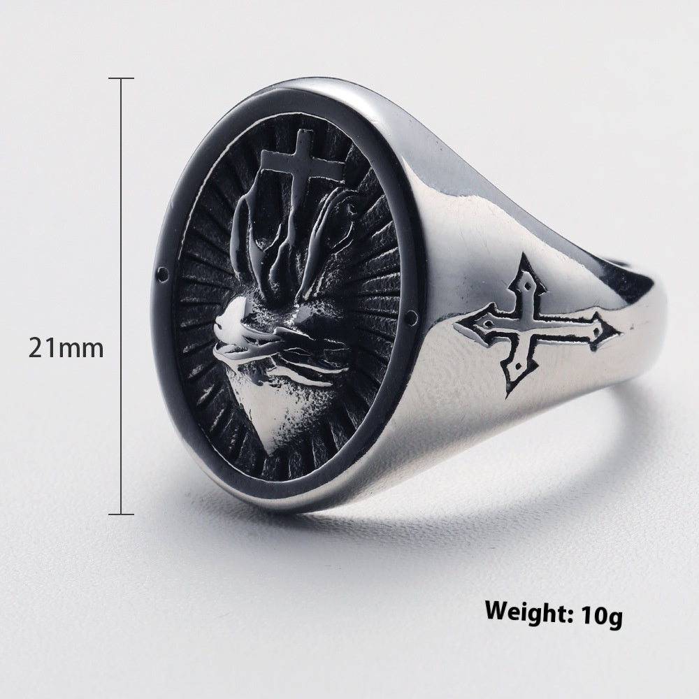 Anello croce e cuore