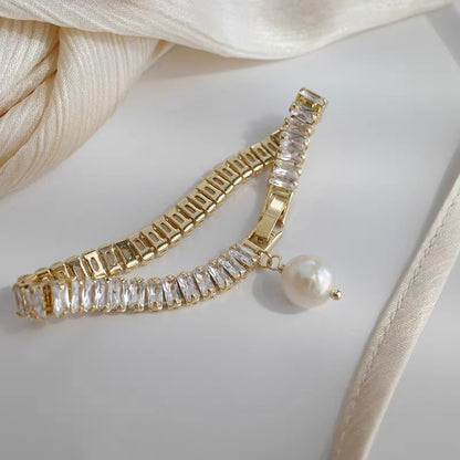 Bracciale con perle barocche cristallo e zircone