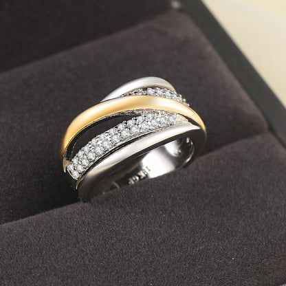 Anello bicolore zircone