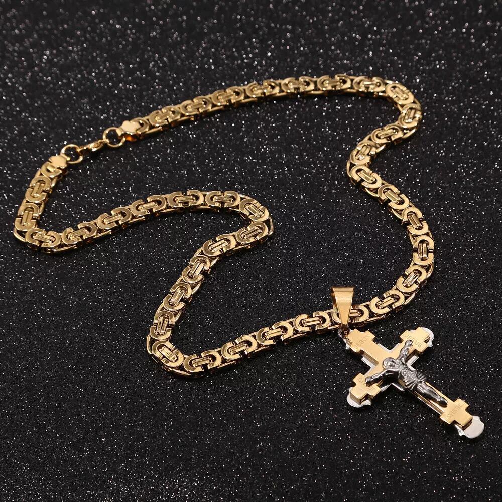 Collana con ciondolo croce acciaio inox