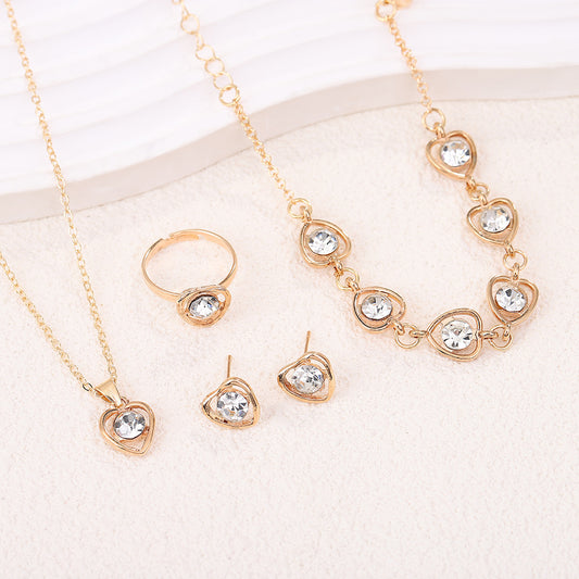Set 4 pezzi cuore cristallo