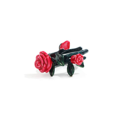 Anello smaltato fiori