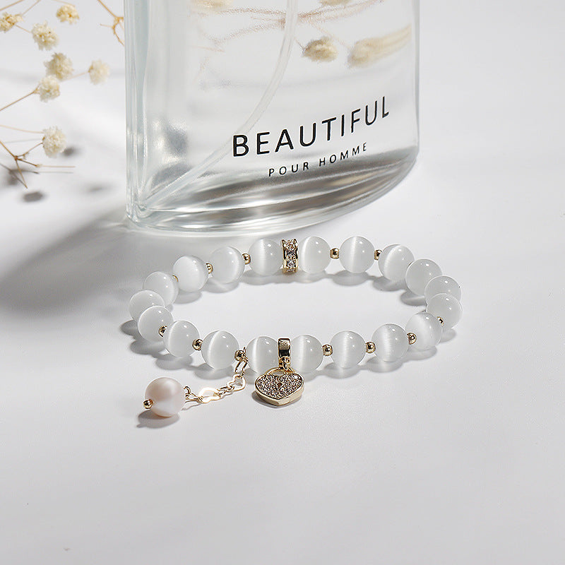 Bracciale cuore opale lucchetto