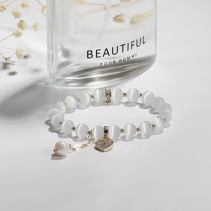 Bracciale cuore opale lucchetto