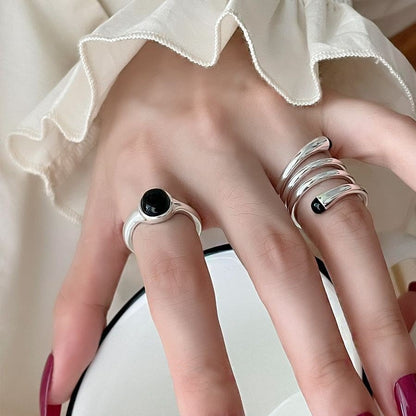 Anello ovale zircone nero donna