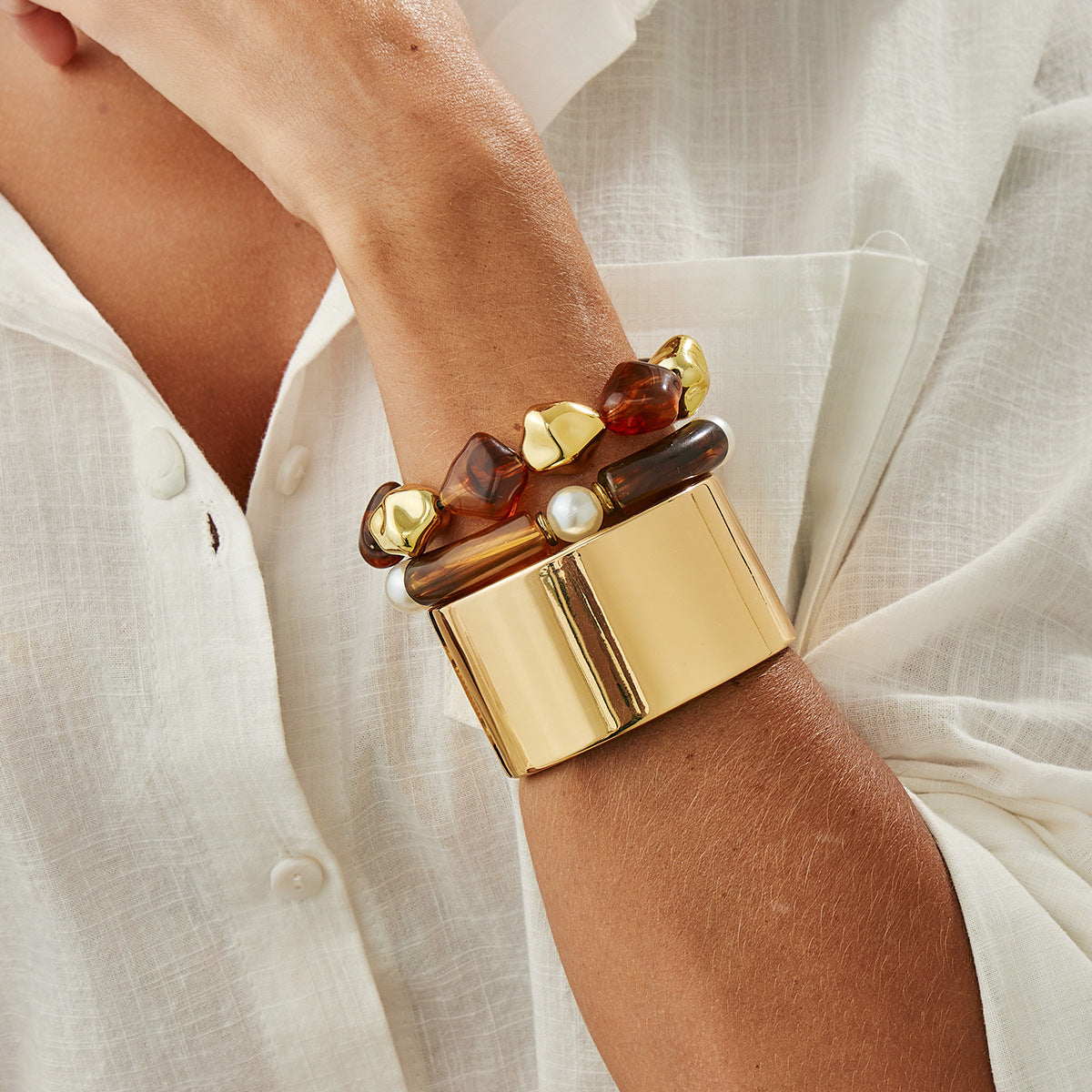 Bracciale ambra e perle