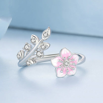 Anello charm fiore rosa