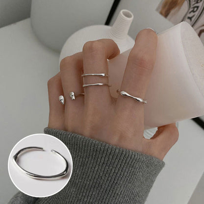 Anello aperto geometrico argento