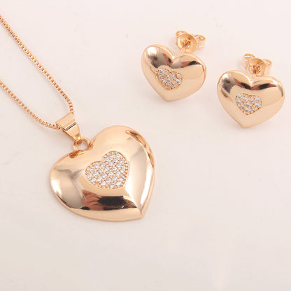 Set collana cuore con zirconi