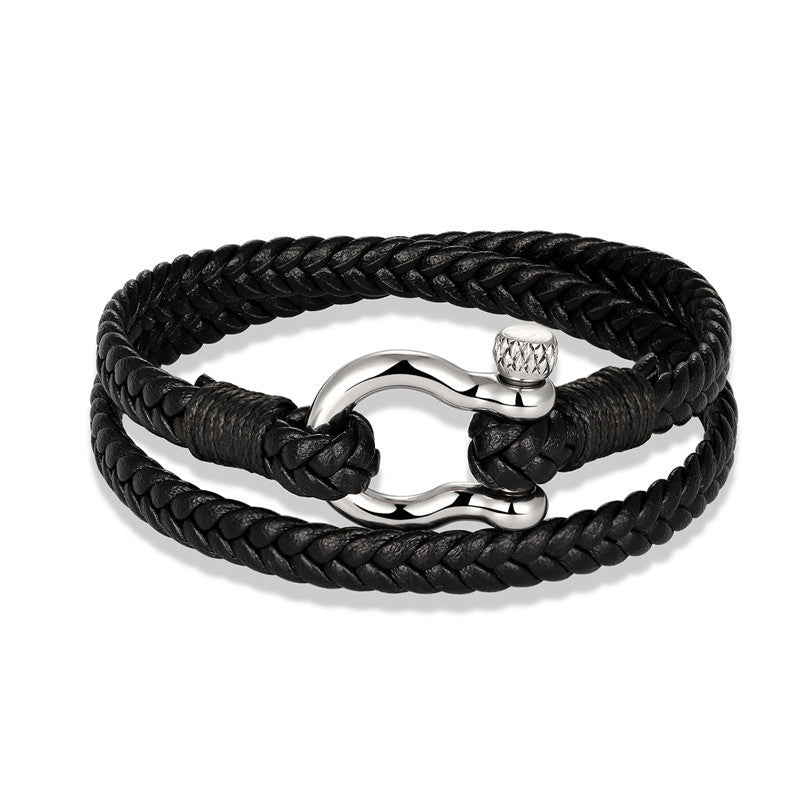 Bracciale pelle ancora