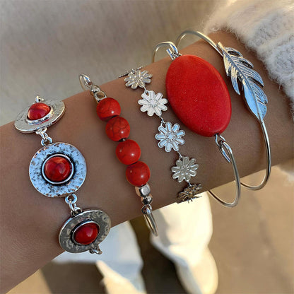 Bracciale boho turchese foglia