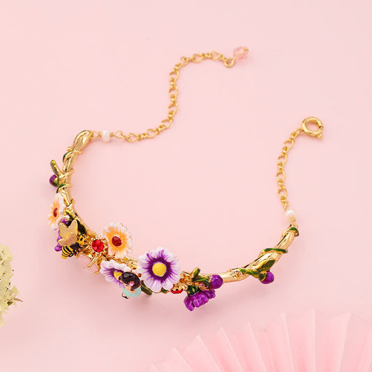 Bracciale fiori smaltati
