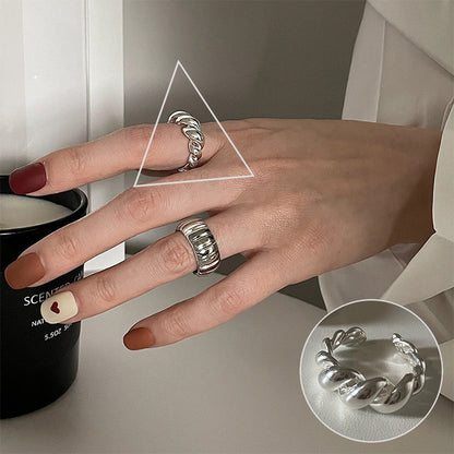 Anello aperto geometrico argento