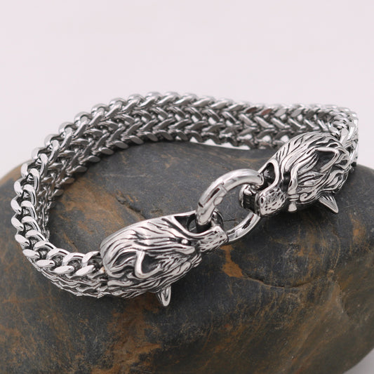 Bracciale lupo doppio anello