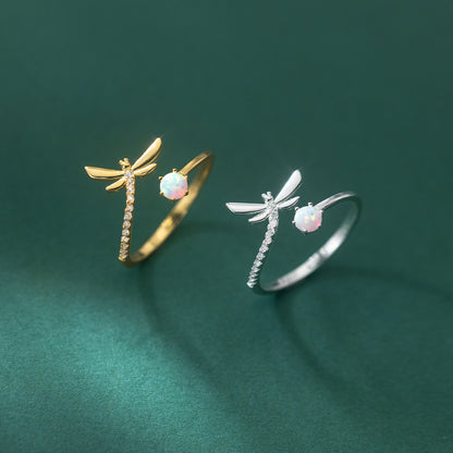 Anello libellula opale