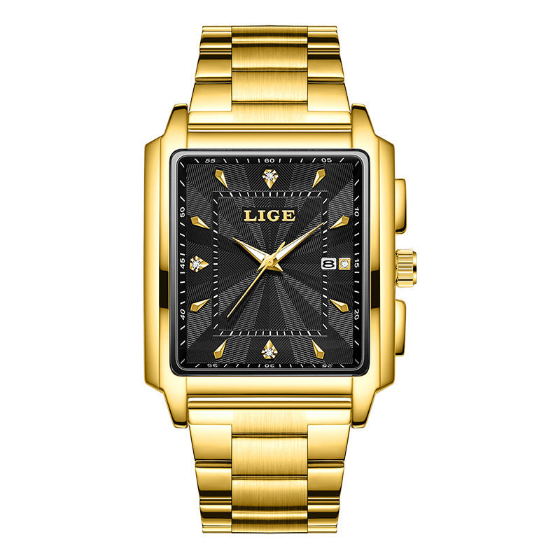 Orologio uomo quadrato acciaio quadrante grande