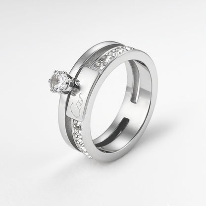 Anello zirconi cubici in fila