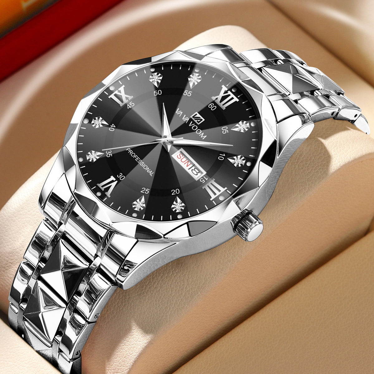 Orologio doppio calendario impermeabile in tungsteno