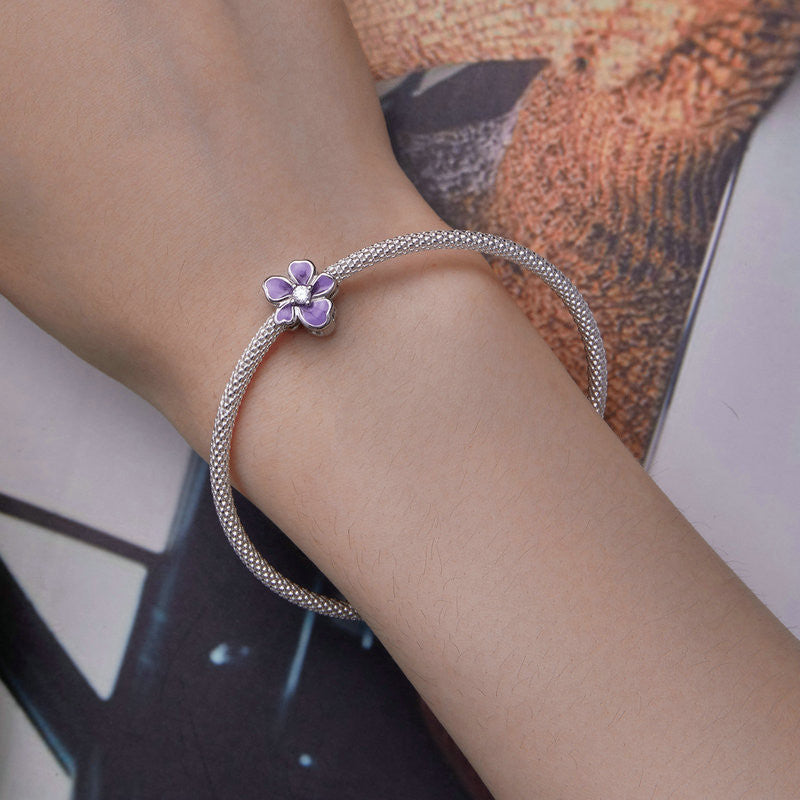 Perle fiore viola argento