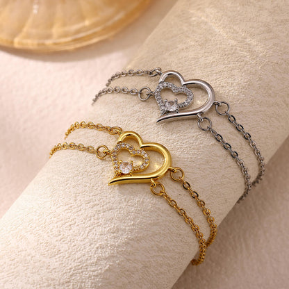 Bracciale cuore zirconi regolabile