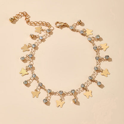 Cavigliera farfalla nappina con strass