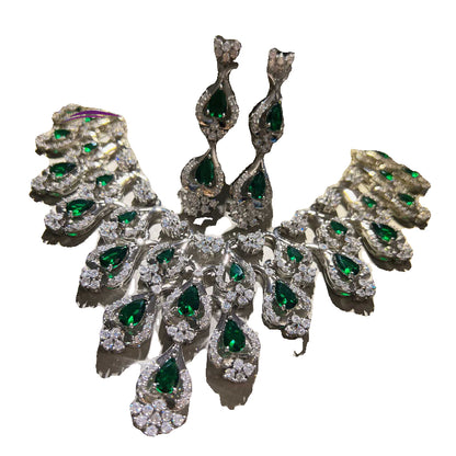 Set collana orecchini zirconi verdi