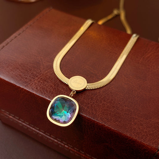 Collana quadrata zirconi colorati