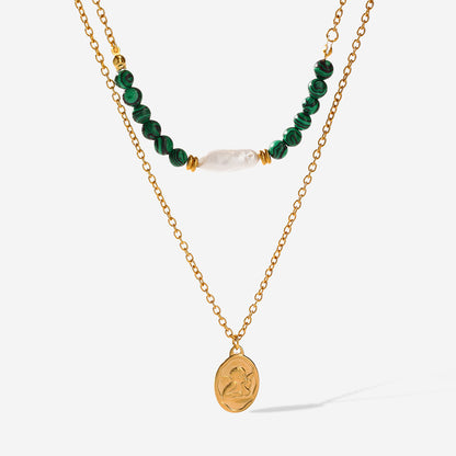 Collana medaglione doppio strato