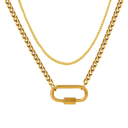 Collana fibbia ovale titanio