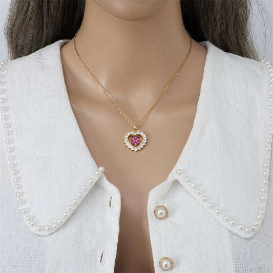 Collana Cuore Floreale Zirconi