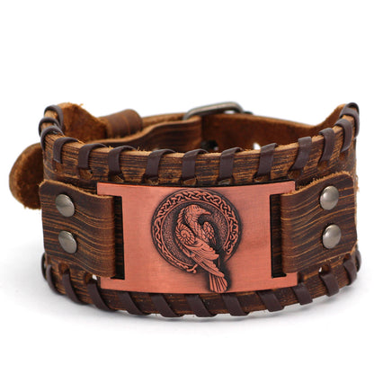 Bracciale Pelle Stile Viking Totem
