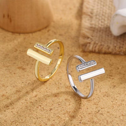 Anello doppia T minimalista