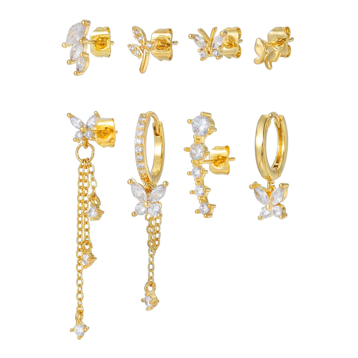 Orecchini farfalla con zircone