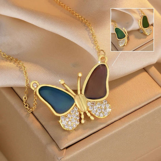 Collana farfalla dorata termica
