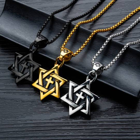 Collana uomo stella croce