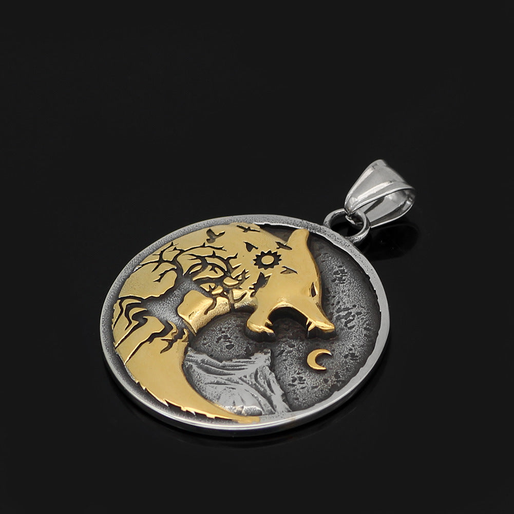 Collana pendente runico lupo