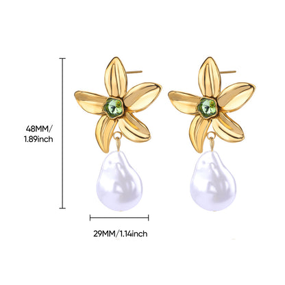 Orecchini fiore zircone verde