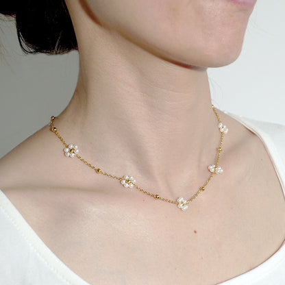 Collana perle titanio da donna