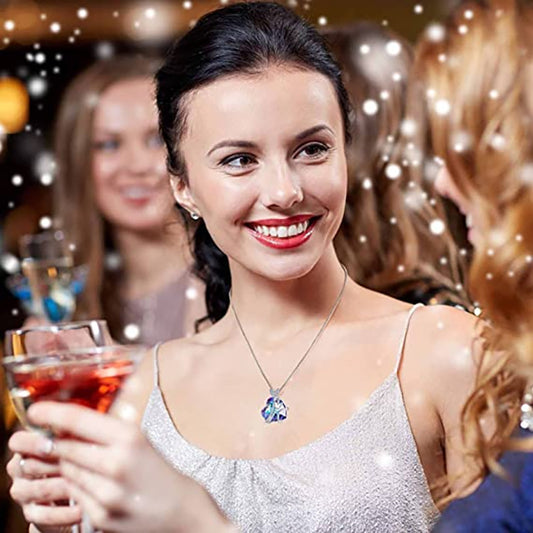 Collana cuore farfalla con cristalli colorati
