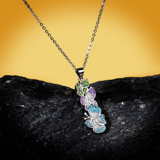 Collana fiori e foglie smalto